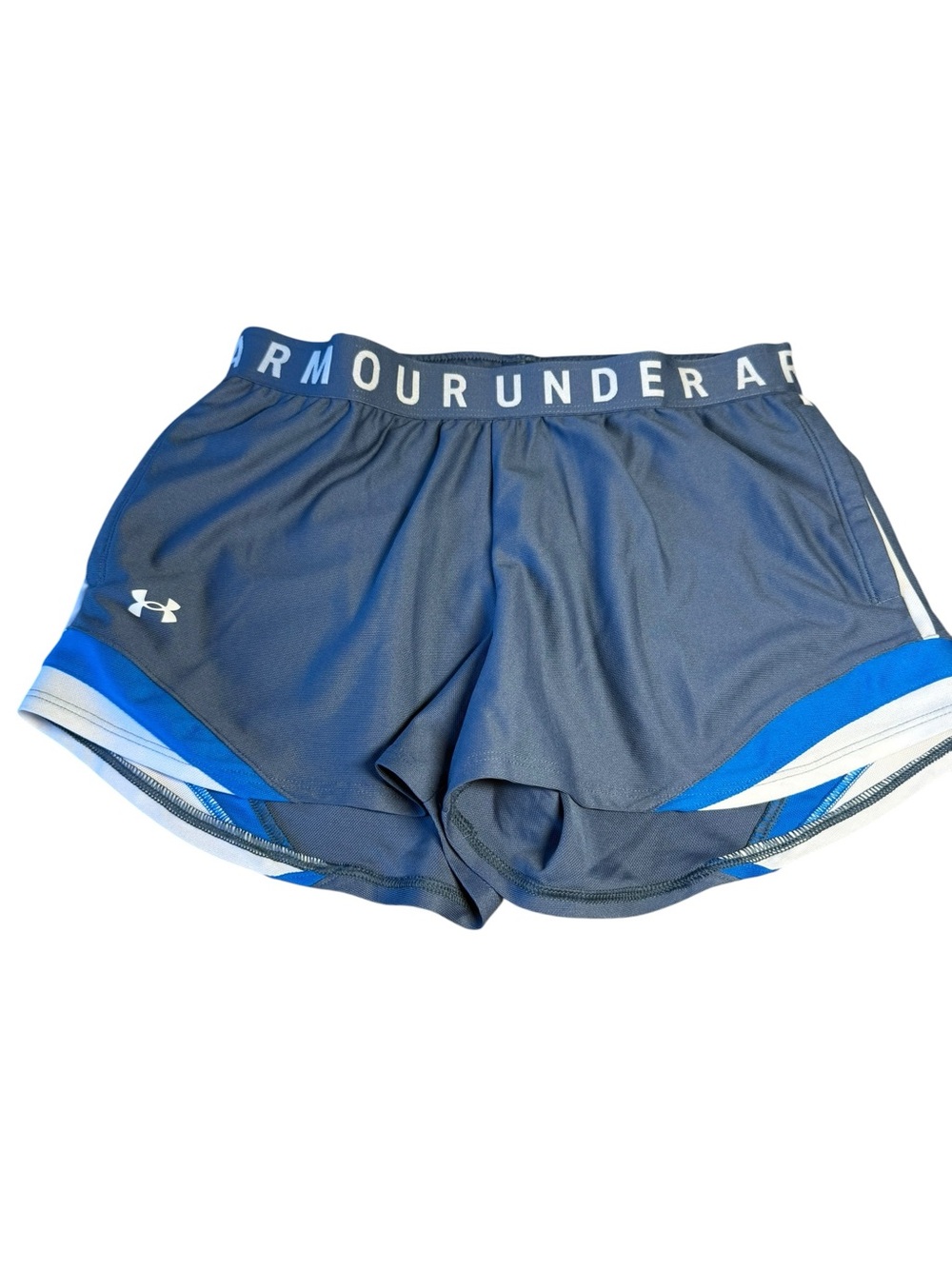 Under Armour Women's Gray Athletic Shorts with Blue Accents